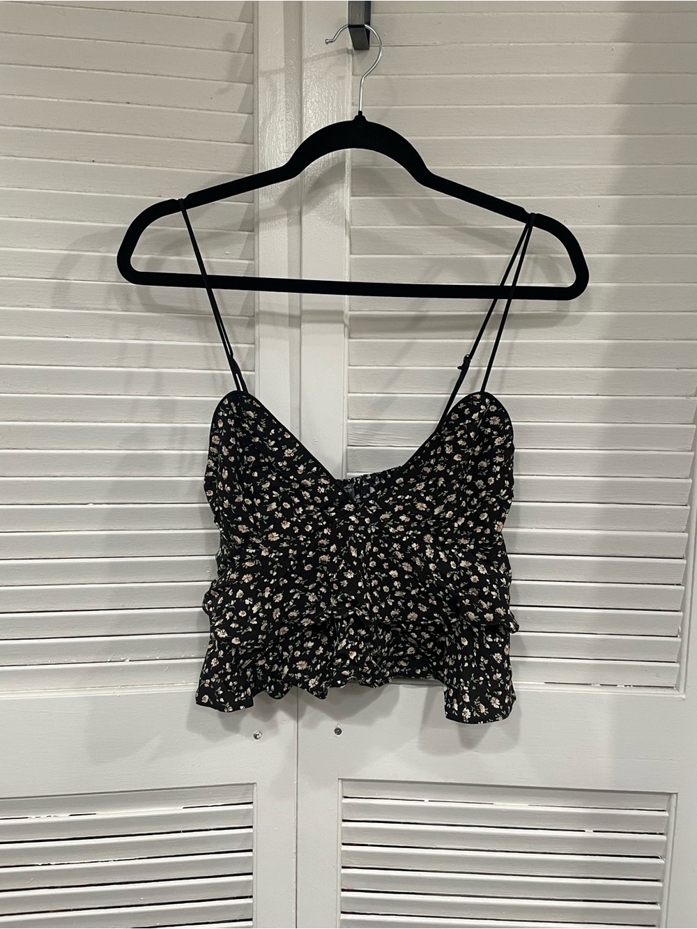 Dress Forum Black Floral Peplum Camisole